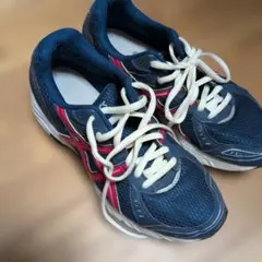 ASICS スニーカー ネイビー×レッド23.0