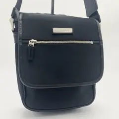 バーバリー ショルダーバッグ ノバチェック ロゴプレート ナイロン レザー 黒