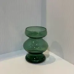 ガラス製 花瓶 フラワーベース グリーン