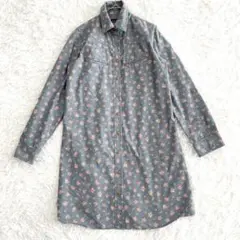 イーストボーイ EAST BOY シャツワンピース 花柄 M くすみカラー