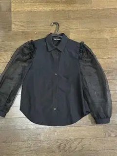 ZARA ブラック シースルー長袖シャツ