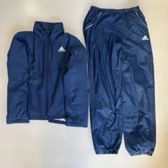 アディダスadidasキッズ150 ピステウィンドブレーカー 上下セットネイビー