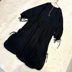 SamansaMos2WaterlessLinen前後着スリーブリボンワンピース