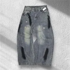 kakiss ペイント バギーデニム KANZ0114 グランジ y2k 00s