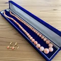 【美品】 珊瑚 ネックレス&イヤリングセット