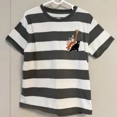 グラニフ 動物刺繍入り ストライプ Tシャツ