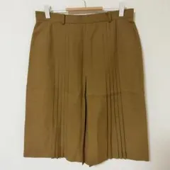 日本製　フロントプリーツスカート マスタード系 ウエスト76 レトロ 膝丈