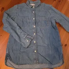無印 デニムブルー Lサイズ ボタンアップシャツ