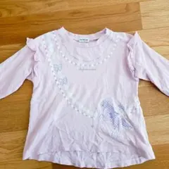 ピンク ユニコーン　プリント フリル袖 Tシャツ