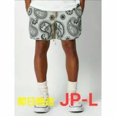 【即日発送】【JP-L】 ナイロン ショートパンツ ペイズリー