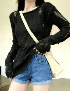 ダメージニット y2k カジュアルセーター SHEIN