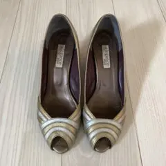 elegance 卑弥呼　ゴールド オープントゥ パンプスのサムネイル