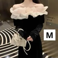 【新品】ワンピース　パーティー ドレス結婚式　二次会 同窓会お呼ばれ　黒M