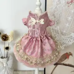 No.2095犬服　猫服　ハンドメイド　ワンピース　わんちゃん