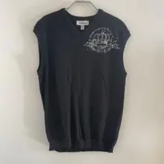 le château 黒 ブラック Vネック タンクトップ ニットベスト【L】