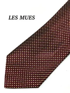 2本目半額 極美品 LES MUES バーガンディ ストライプ ネクタイ シルク