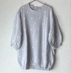 LILLY LYNQUE 綿100% ドット刺繍 パフスリーブ コットンニットのサムネイル