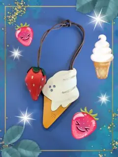 IBIZA イビサ ソフトクリーム イチゴ いちご 苺 チャーム キーホルダー革のサムネイル