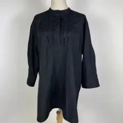 送料込⭐︎UNITED ARROWS 刺繍 麻チュニックシャツ/7分袖/ネイビー 