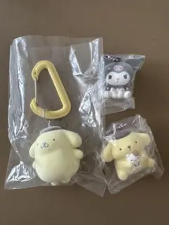 カラフルカラビナマスコットチャーム ふわわフロッキーマスコット ポムポム　クロミ