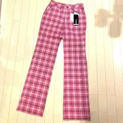 ☆新品未使用品タグ付き☆adidas golfピンクチェックパンツ