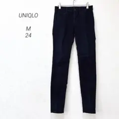 ユニクロ デニムパンツ M ネイビー ストレート 綿 ストレッチ 美脚 定番