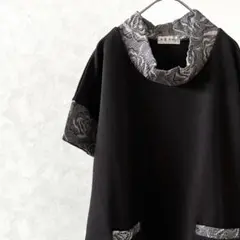 真里子の詩 カットソー モックネック チュニック 花柄 ポケット付き ゆったりのサムネイル