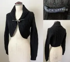 ★並品 ラルフローレン カシミア 羊毛 ケーブル ニット ボレロ カーディガン