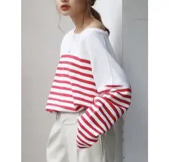 Ungrid 美品・春ニットミラノリブボーダーニット