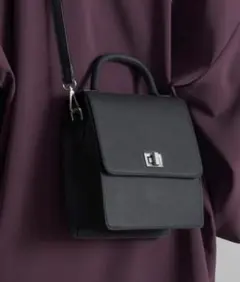 【タグ付】Loose ルース 2way スクエアレザーショルダー ダークブラック