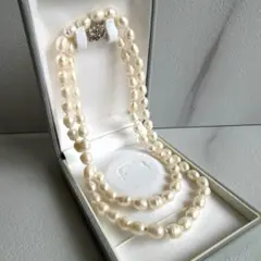 本真珠 パールネックレス 6.0-9.0mm 82cm バロック　ホワイト