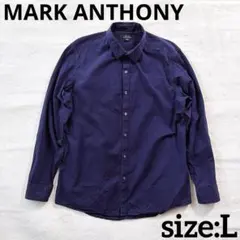 MARK ANTHONY ダークネイビー 長袖シャツ コットン100 Lサイズ