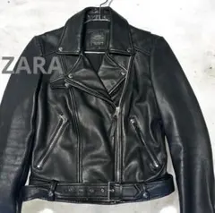 ZARA ザラ　ダブルライダースジャケット　レザージャケット　ラムレザー　XS