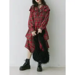 jouetie ショルダーフリルベルトロングワンピース （レッド）
