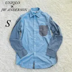 《ユニクロ/JW ANDERSON コラボ》チェックシャツ/ネルシャツ/水色/S