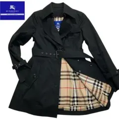 バーバリーブルーレーベル　トレンチコート　ライナー付　メガチェック　38 黒
