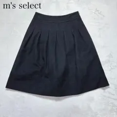 m's select エムズセレクト アンゴラ混 ウール フレアスカート 黒　Sのサムネイル