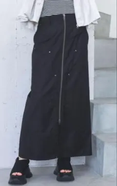 JEANASIS フロントジップナロースカート　ブラック