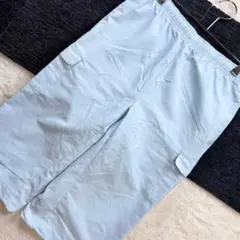 ☆アシックス/W69/水色/七分丈パンツ/ロゴ刺繍/ドローコード/春夏/スポーツ