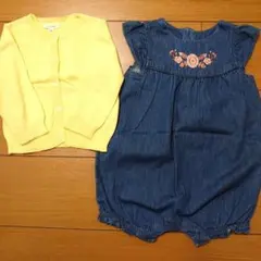 花刺繍 デニム　ノースリーブ　ロンパース 80　ベビーギャップ　ザラベイビー
