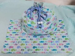 ハンドメイド☆可愛いカメレオン柄のお弁当袋＆ランチマット☆