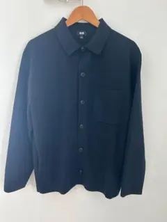 UNIQLO ミラノリブシャツカラーカーディガン ニットカーディガン クロ