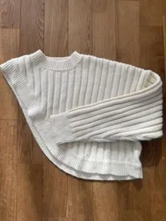 select MOCA アイボリー リブ編み アシンメトリーデザインセーター