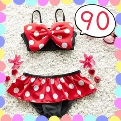 新品　キッズ水着　ベビー水着　90 ドット　水玉　女の子　ビキニ　韓国