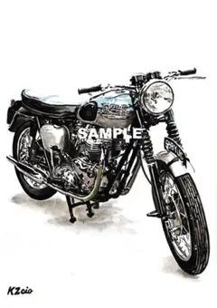 トライアンフ ボンネヴィル T120 1961 ➁ 水彩画 バイク イラストのサムネイル