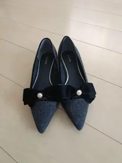 今期新作 完売品 RANDA フラット リボン ツイード パンプス 25cm