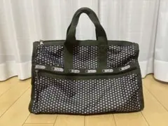 レスポートサック グリーン×ドット ボストンバッグ(ショルダー・ポーチ無し)