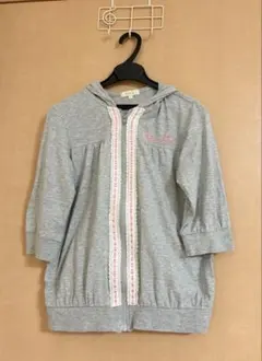 ワールドハッシュアッシュHusHusHパーカーグレー レースリボン刺繍綿100%