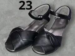 週末お値下げ中！fitfit サンダル オープントゥ レザー 黒 23.0cm