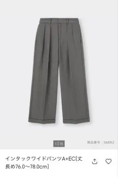 インタックワイドパンツ 丈長めグレー